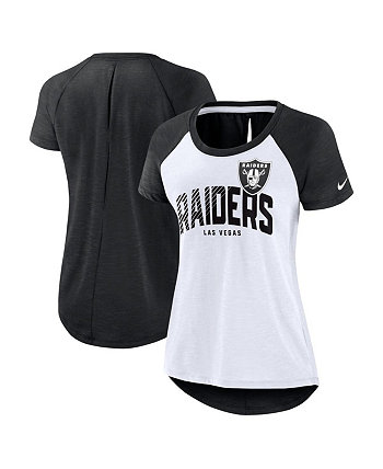 Women's White, Black Las Vegas Raiders Back Slit Lightweight Fashion T-shirt Nike