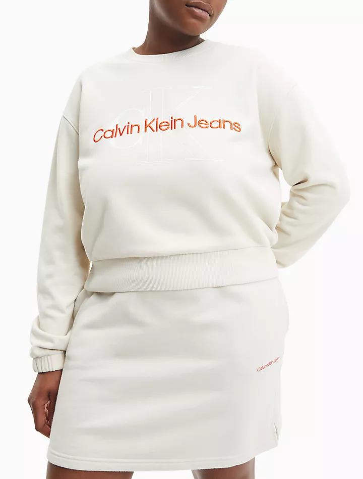 Двухцветный свитшот больших размеров с монограммой Calvin Klein