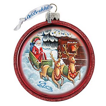 G.Debrekht Riding A Sleigh Glass Christmas Ornament by G. DeBrekht  Christmas Decor - 764-717 G.DeBrekht