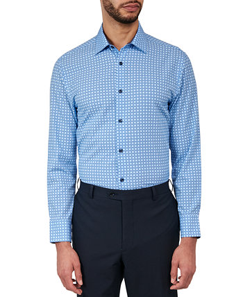 Мужская классическая рубашка Slim Fit с абстрактным геометрическим принтом и эластичной охлаждающей рубашкой CONSTRUCT