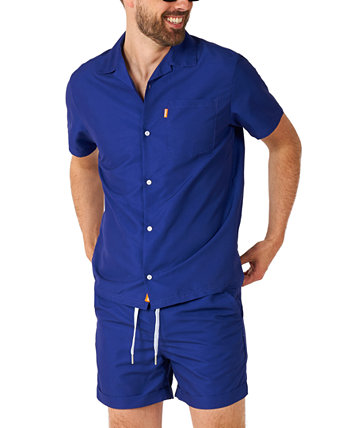 Мужской комплект из рубашки и шорт королевского темно-синего цвета с короткими рукавами OppoSuits