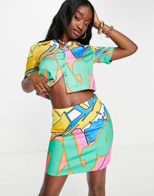 Gbemi abi mini skirt in logo print - part of a set Gbemi