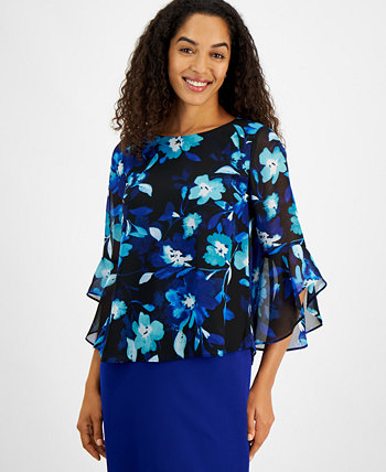 Women's Floral Ruffled 3/4-Sleeve Top Kasper