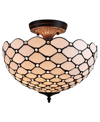 Подвесной светильник Tiffany Style с 2 лампами, украшенный драгоценными камнями Amora Lighting