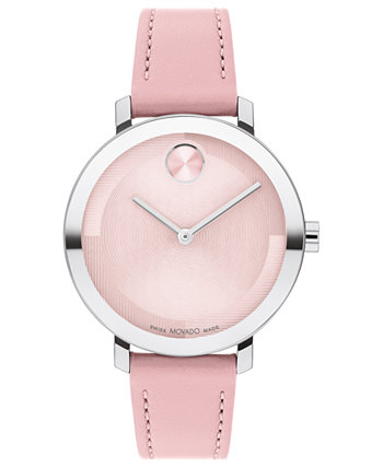 Женские часы Swiss Bold Evolution 2.0 с розовым кожаным ремешком, 34 мм Movado