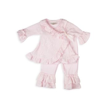 Baby Girl's 2-Piece Sweet Rose Kimono Wrap Top &amp; Pants Set Haute Baby