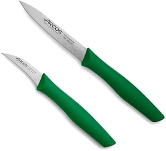 ARCOS Paring Knife Set 2 Pieces. 2 Peeling Knives of Stainless Steel and Ergonomic Polypropylene Handle for Cutting Fruits, Vegetables and Tubers. Series Nova. Color Red Arcos