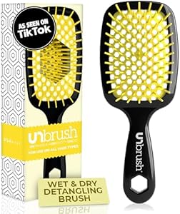 FHI Heat UNbrush Detangling Brush for Pain-Free Brushing on All Wet or Dry Hair Types — Durable DuoFlex Anti-Static Bristles, Lightweight Handle, Vented Hair Brush FHI Heat