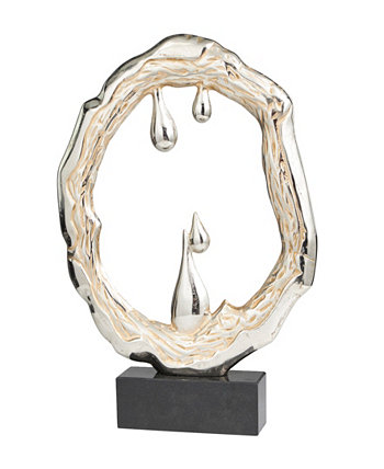 Алюминиевая абстрактная металлическая скульптура из коллекции капель с мраморным основанием, 19 x 3 x 23 дюйма Rosemary Lane