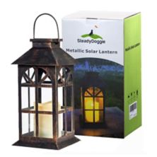 Outdoor Hanging Solar Lanterns with Flickering Candle LED and Retro Ornate Design Steadydoggie