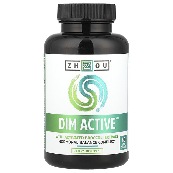 DIM Active, комплекс для гормонального баланса с экстрактом брокколи, 60 вегетарианских капсул Zhou