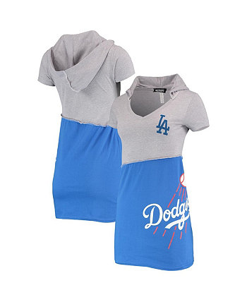 Женское платье-худи Los Angeles Dodgers с меланжевым серым и королевским принтом Refried Apparel
