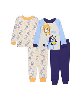 Baby Boys Long Sleeve Cotton 4 Piece Pajama Set Bluey