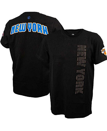 Мужская черная футболка с объемным принтом New York Knicks и нарезанным логотипом FISLL