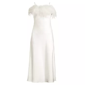 Атласное платье-комбинация Kimi с перьями Line & Dot
