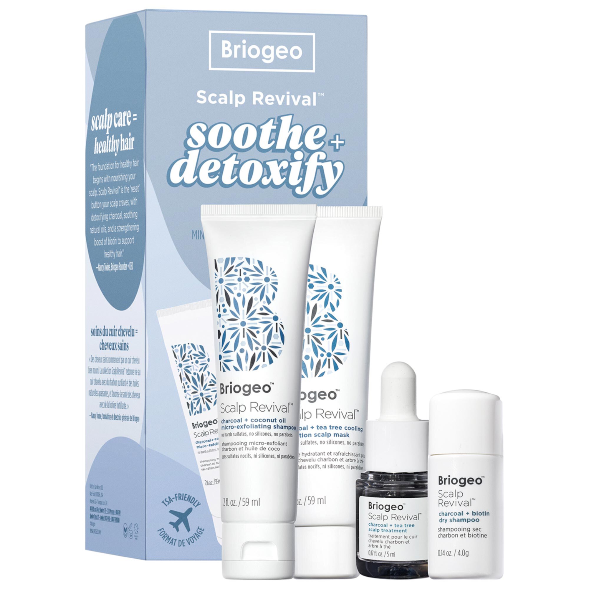 Дорожный набор Scalp Revival™ Soothe + Detoxify для сухой, зудящей и жирной кожи головы Briogeo