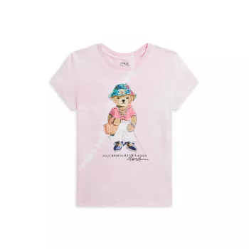 Little Girl's &amp; Girl's Beach Polo Bear Graphic T-Shirt Polo Ralph Lauren