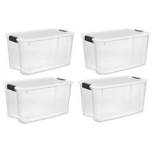 Sterilite 70 Qt Clear Plastic Stackable Storage Bin with Latching Lid, (4 Pack) Sterilite