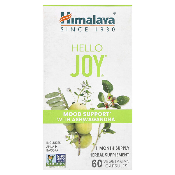 Hello Joy, Поддержка настроения с Ашвагандхой - 60 растительных капсул - Himalaya Himalaya
