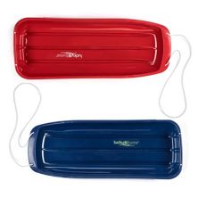 Lucky Bums Lightweight Plastic 48 Inch Sleds with Pull Ropes, 1 Red and 1 Blue Lucky Bums