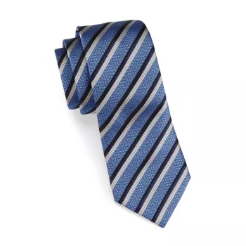 Полосатый шелковый жаккардовый галстук Emporio Armani