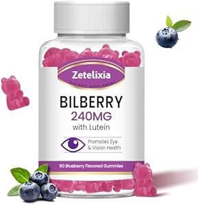 Lutein Gummmies Eye Health Supplement for Adults, Lutein & Zeaxanthin Supplements Eye Vitamins Gummies, Bilberry with Lutein for Promoting Eye & Vision - 60 Gummies Zetelixia