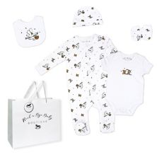 Baby Boys and Girls Busy Stork Layette, 5 Piece Set Rock A Bye Baby Boutique
