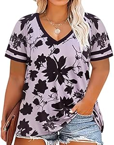 TIYOMI Plus Size Tops for Women Henley V Neck Short Sleeve Tunic Leopard Cheetah Color Block Tees Summer T Shirts TIYOMI