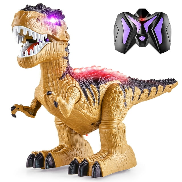 YCFUN Remote Control Dinosaur Toys for Kids Boys Girls Age 3+, RC Walking Robot Light Control Dinosaur, w/ Spray Sound YCFUN