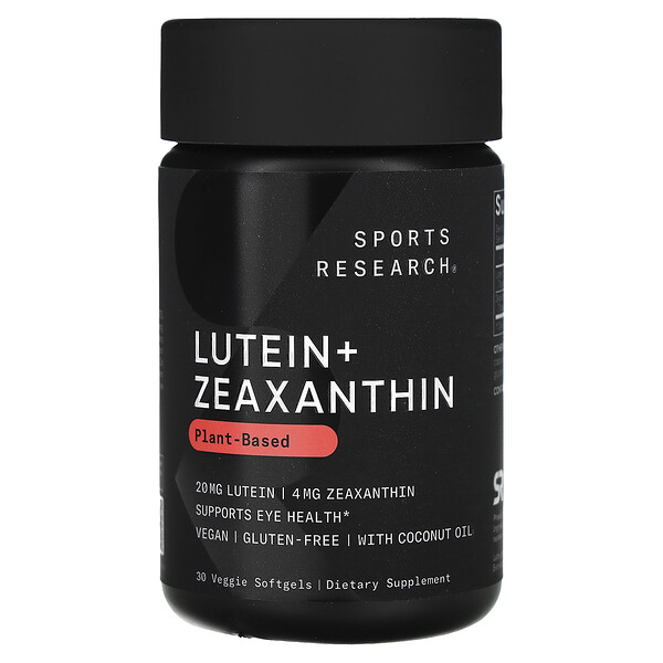 Лютеин + зеаксантин, растительного происхождения, 30 растительных мягких таблеток Sports Research