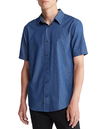 Мужская однотонная рубашка обычного кроя на пуговицах из шамбре Calvin Klein