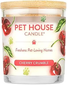 One Fur All Pet House Candle Plant-Based/Soy Candle - Clean Burning Scented Candles, Long Lasting Pet Odor Candle for Home - Cherry Crumble One Fur All