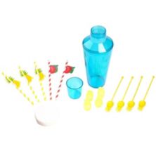 Plastic Tiki Cocktail Shaker and Drink Accessories Set Lexi Home