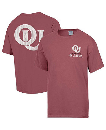 Мужская малиновая футболка с рваным логотипом Oklahomaooners в винтажном стиле Comfortwash