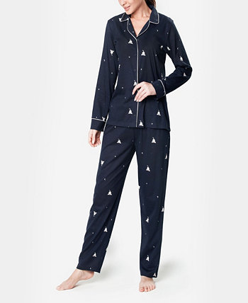 Ультрамягкий женский пижамный комплект Sleepy Dog с зубчатым воротником MOOD Pajamas