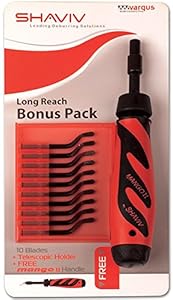 SHAVIV 29253 Bonus Pack Deburring Tool Kit for Long Reach Work (Mango II Handle with E Holder and 10 E100 Blades) Shaviv