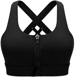 Женский Спортивный бюстгальтер Cordaw Cordaw Zipper in Front High Impact Strappy Back Support Workout Top Cordaw