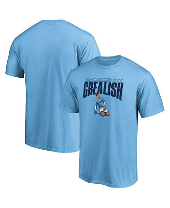 Мужская футболка с рисунком Jack Grealish Sky Blue Manchester City Player BreakingT
