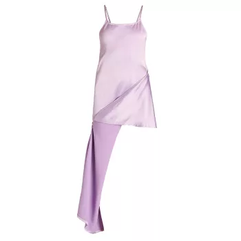 Атласное платье-комбинация на молнии с подолом JW Anderson
