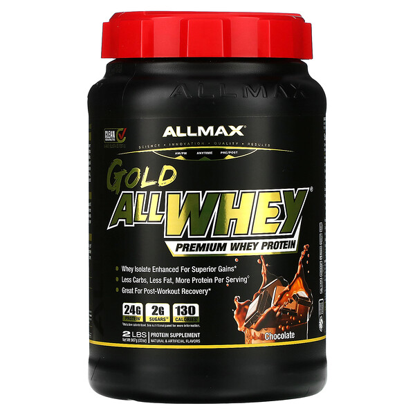 Gold AllWhey, Сывороточный протеин премиум-класса, шоколад, 2 фунта (907 г) ALLMAX