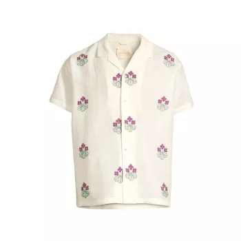 Льняная походная рубашка Craft Heritage с цветочной вышивкой HARAGO