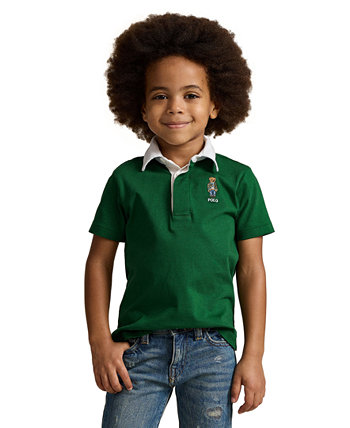 Хлопковая рубашка-поло для регби с медведем для малышей и маленьких мальчиков Polo Ralph Lauren