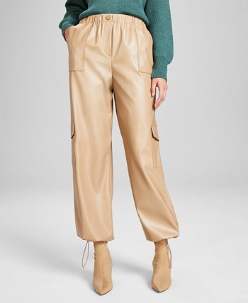 Женские брюки-карго из искусственной кожи с высокой посадкой, созданные для Macy's And Now This