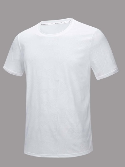 для мужчины Спортивная футболка однотонный с круглым воротником SHEIN
