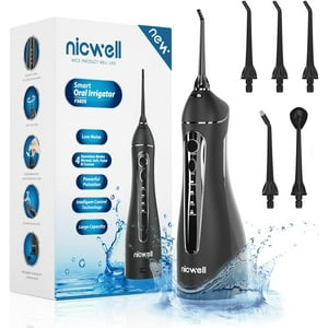 Water Dental Flosser Cordless for Teeth - Nicwell 4 Modes Dental Oral Irrigator, Portable and Rechargeable IPX7 Waterproof Powerful Battery Life Water Teeth Cleaner Picks for Home Travel Nicwell