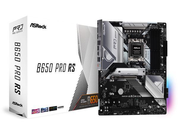 ASRock PRO B650 PRO RS AM5 ATX Mainboard , 4 slots DDR5, PCIE 4.0 x16,  3 M.2 slots,  2.5Gb Lan, 7.1 Nahimic Audio , Rear USB3.2 Gen2X2 Type_C ,  14+2+1 Power Phase, bios flash back. ASRock