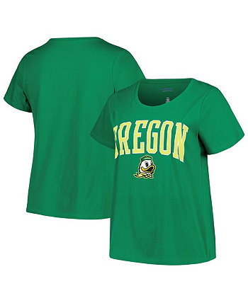 Женская зеленая футболка больших размеров с круглым вырезом и логотипом Oregon Ducks Profile