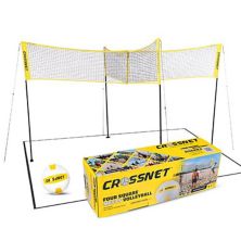 CROSSNET Четырехугольная волейбольная сетка и игровой набор с рюкзаком для переноски и мячом CROSSNET