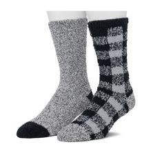 Cuddl Duds Socks For Men 2-Pack Patterned & Solid Ультрамягкие и уютные носки для экипажа Climatesmart by Cuddl Duds