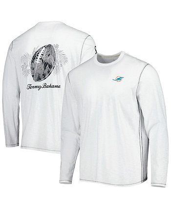 Мужская белая футболка с длинным рукавом Miami Dolphins Laces Out Billboard Tommy Bahama